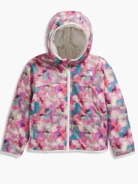 The North Face Kids Floral Hooded Puffer Jacket - Pink, Teal, White